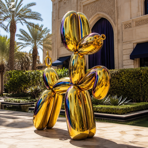 Sculpture de chien <span class=keywords><strong>ballon</strong></span> en acier inoxydable, artisanat métallique, finition miroir bleue, art animalier moderne personnalisé pour la décoration de jardins, hôtels et places publiques - Product Image 2