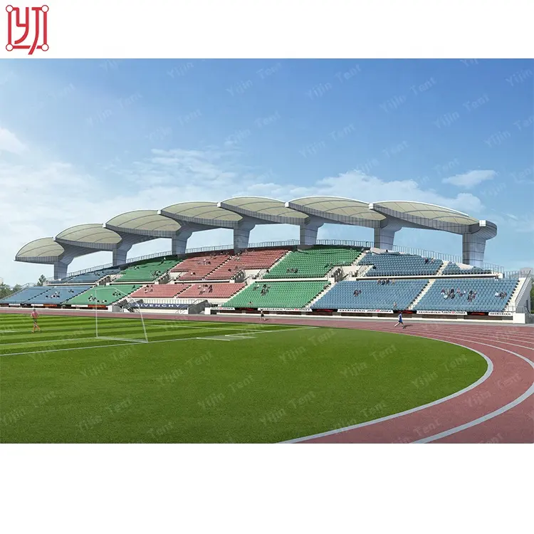 แข็งแรงสวยงามขยายโครงสร้างสนามกีฬาโพเดียมเมมเบรนโครงสร้างเหล็กสนามกีฬาหลังคาเต็นท์