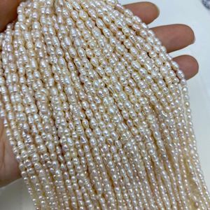 Op maat gemaakte 14 inch volle streng 3-3,5 mm rijstvormige zaadkraaltjes gekweekte zoetwaterparelstreng - Product Image 1