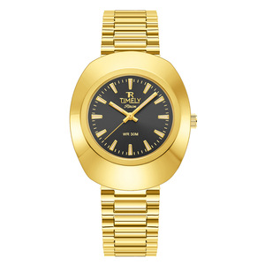 นาฬิกาคู่รักพรีเมียมสีทอง ดีไซน์เรียบหรู หน้าปัดทรงกลม ตัวเรือนโลหะผสม กันน้ำได้ในชีวิตประจำวัน สำหรับผู้หญิงและผู้ชาย สไตล์วินเทจ - Product Image 3