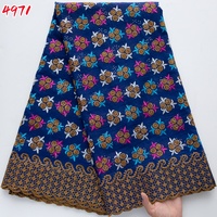 Tissu en dentelle suisse de coton Kalume 4971, prix de gros pour robe de soirée, tissu en dentelle nigériane brodé avec pierres