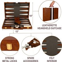 Jeu de Backgammon Deluxe de 19 pouces, étui de voyage en PU, plateau marron, jeux de société classiques