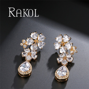 RAKOL SP133 boda novia protagonista lujo cristal CZ circón flor collar joyería conjunto - Product Image 4