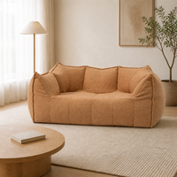 Nouvel Arrivage Canapé deux places moderne sous vide en polaire Teddy camel avec mousse déchiquetée, idéal pour salon convivial pour les animaux de compagnie