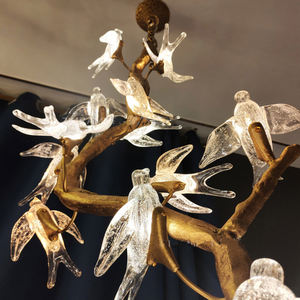 Lampadario a Rami in Rame, Lampada a Sospensione di Lusso in Stile Nordico, Luci Decorative a Forma di <span class=keywords><strong>Rondine</strong></span> e Uccellini - Product Image 1