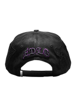 Nouvelle Casquette de Baseball Noire Effet Daim avec Patch Visage de Diable Violet Original et Strass, Style Gothique EDLG, Casquette Trucker