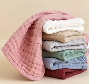 Newborn Baby Bath Towel Swaddle 6-Layer Cotton <b>Muslin</b> Soft Absorbent Wrap Organic Baby Burp Cloths - Product Image 1