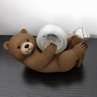 Distributeur de ruban adhésif personnalisé en résine, ours mignon marron, coupe-ruban pour décoration de bureau, fournitures scolaires, cadeau pour enfants et papeterie de studio