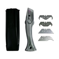 Couteau utilitaire Dolphin Hook avec manche en alliage zinc-aluminium, pour couper les tapis, les revêtements de sol en PVC et le vinyle, avec lame remplaçable
