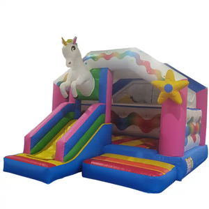 Castillo Inflable Comercial Pequeño con Tobogán, Diseño <span class=keywords><strong>de</strong></span> Unicornio y Caballo, para Niños, Uso en Exteriores - Product Image 6