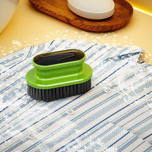 Ensemble de brosses de nettoyage multifonctionnelles, poils en nylon, manche en plastique, brosse à chaussures et à linge pour la maison, couleur verte - Product Image 3