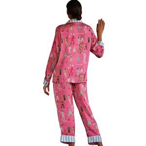 Fabricante OEM personalizado impreso ropa de dormir lujosa señoras ropa de casa conjunto satén hielo seda 2 piezas pijamas Loungewear para mujer - Product Image 5