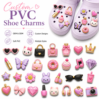 Breloques de chaussures en PVC rose personnalisées, mignonnes, en forme de papillon, pour sacs, rouges à lèvres, décorations de sabots, accessoires girly