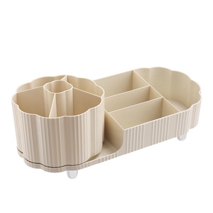Desktop Rotating <b>Makeup</b> Organizer Plastic Cosmetic Storage Box With Lipstick And Brush Holder For Dressing <b>Table</b> - Product Image 5