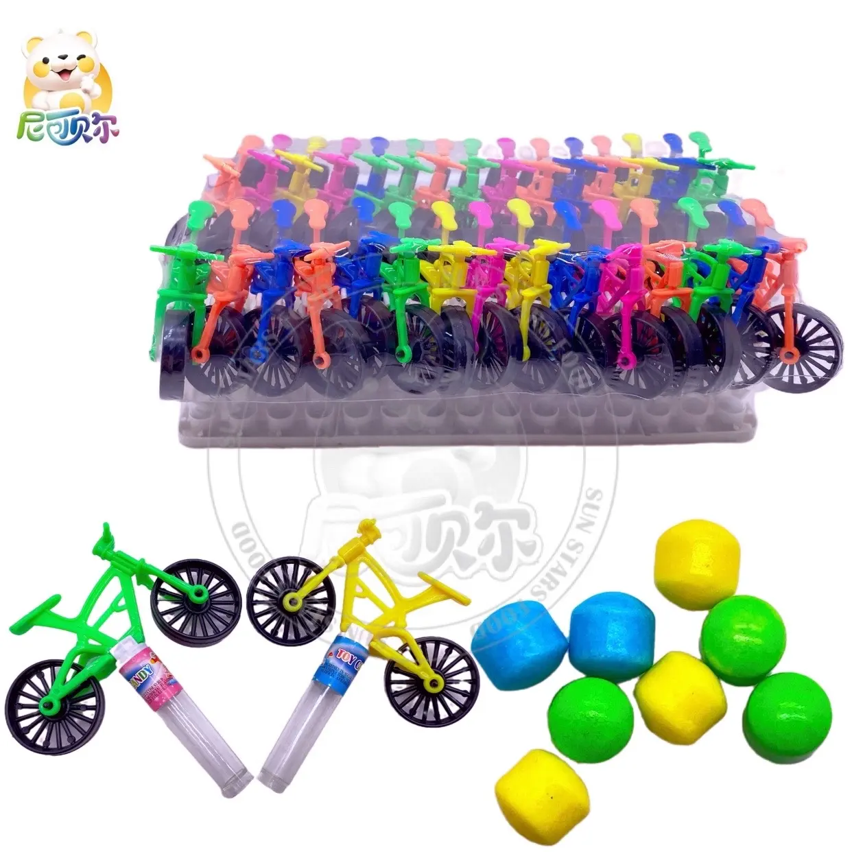 Bicicleta brinquedo doce colorido Halal fruta sabor Squeeze Candy