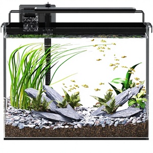Kit d'aquarium moderne d'intérieur de 5 gallons avec filtre, lumière LED, minuterie, aspirateur à <span class=keywords><strong>siphon</strong></span>, couvercle, nettoyage automatique, aquarium sans bordure en verre <span class=keywords><strong>pour</strong></span> betta - Product Image 1