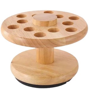 Wooden Rotating Scissors <b>Rack</b> 16x12.5cm 360 Degree Desktop Organizer For Knife Fork Storage Standing Type Round Shape - Product Image 3