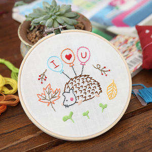 Kit de broderie DIY XIXI pour débutants avec motif estampé et base en tissu de coton, forme ronde faite à la main - Product Image 6