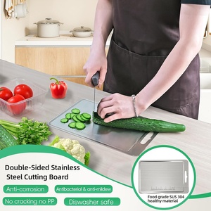 Planche à découper personnalisée en acier inoxydable 304/316 de qualité supérieure, double face, pour viande, fruits et légumes - Product Image 3