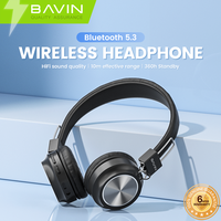 BAVIN Headset BT V5.3 nirkabel, headphone tanpa rasa penundaan BH38 kualitas suara HiFi dapat dilipat dan teleskopik