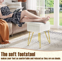 Banc ottoman moderne en velours blanc, confortable, pour la maison, tabouret, chaise, pouf, siège, repose-pieds, rangement pour chambre à coucher