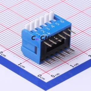 DPL-06BLP DIP Switch Through hole Component (THT) Switch Piano Key Single Pole Single Throw 6 PC Pin - Product Image 1