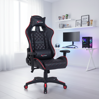 Chaise de bureau ergonomique de jeu moderne en cuir PU rouge avec logo personnalisé Anji Factory, cadre en acier, capacité de 500 lb, pour la maison et le bureau