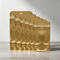 Sachet Doypack Autoportant Doré Métallisé avec Trou de Suspension, Sac Alimentaire Transparent à Fermeture Ziplock, Emballage pour Snacks, Noix, Céréales, Thé