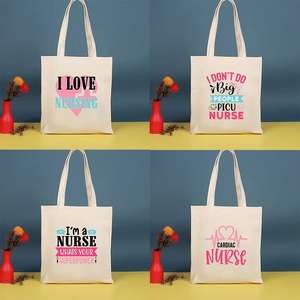 Sac à bandoulière imprimé infirmière, sac à main écologique pour femmes, sac de shopping de grande capacité, sac à main en toile tendance - Product Image 6