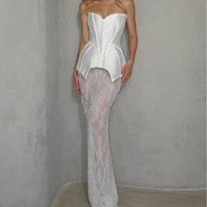 Robes de soirée élégantes pour femmes, style fourreau, avec cristaux raffinés, similaires aux modèles à empiècements, tendance - Product Image 1