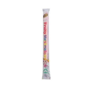 Penjualan terlaris Halal marshmallow lembut dan warna-warni strip memutar permen dikemas secara vertikal