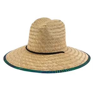 JAKIJAYI summer Australia straw hat custom logo patch women men lifeguard straw hat for surfing plastic hats for snowman
