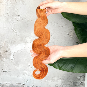 Prix de gros # 350 mèches de cheveux humains ondulés gingembre-orange, tissage de cheveux vierges brésiliens 100 % non traités, couleur gingembre - Product Image 4