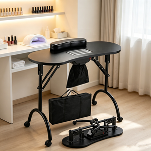 Hot Sale Modern Metal Beauty Salon <b>Foldable</b> Portable Nail <b>Table</b> with Dust Collector Easy to Clean - Product Image 3