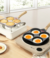 Poêle à œufs carrée antiadhésive 4 compartiments avec couvercle en verre, compatible induction, pour tous types de cuisinières, ustensile de cuisine