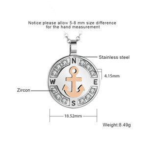 Collane in Acciaio Inossidabile 316 di Alta Qualità <span class=keywords><strong>con</strong></span> Ciondoli a Forma di Ancora e <span class=keywords><strong>Bussola</strong></span>, Impermeabili, <span class=keywords><strong>con</strong></span> Zirconia Cubica 5A - Product Image 2