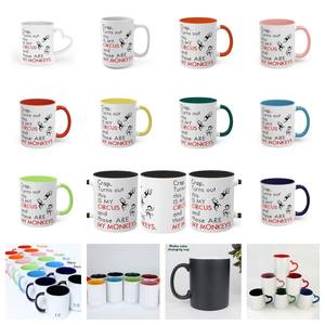 Mug sublimasi warna ganda keramik 11oz pegangan warna bagian dalam cangkir kado Transfer panas gambar foto cetak - Product Image 2