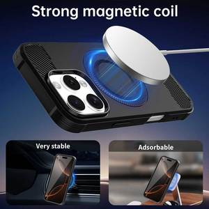 คาร์บอนไฟเบอร์แบบดูดแม่เหล็กสำหรับ <span class=keywords><strong>iPhone</strong></span> 16 PRO MAX 15 PLUS 14 Pro เคสป้องกันซิลิโคน TPU ของแท้กันกระแทก - Product Image 4