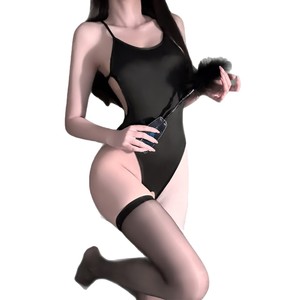 Conjunto de Vestido Halter Mini Cheongsam Estilo Tinta Sexy, Lencería Vintage YL Dobby Semitransparente con Lazo y Control Ligero, Ajuste Delgado - Product Image 4