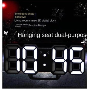 Creative 3D Mini LED Quartz Digital Wall <strong>Clock</strong> with Electronic Alarm for Bedroom Office Bar-<strong>DIY</strong> Living Room Decor - Product Image 2