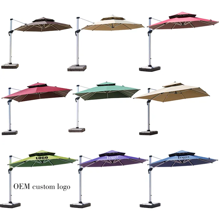 Tuinmeubilair Dubbele Luifel Paraplu Cantilever Grote Parasol 3.5M Patio Parasol Economische Parasols Voor Strand