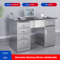 Bureau d'ordinateur en acier inoxydable 304 avec tiroirs verrouillables, armoire de rangement, table de travail de laboratoire, usage commercial
