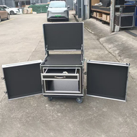 Flight case en aluminium sur mesure 8+2U pour amplificateur, rack DJ, antichoc, 2 portes, boîte à outils avec tiroir et table pour équipement audio, scène et événements