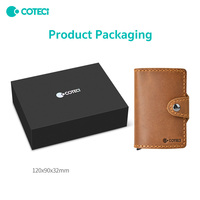 COTECi dompet RFID kulit asli, untuk perjalanan mewah memblokir pemegang kartu kredit dompet RFID saku depan ramping minimalis