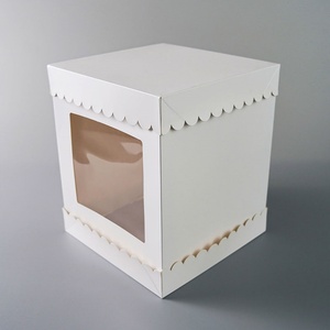 Clear Cake Packing Box Custom <b>Bakery</b> <b>Boxes</b> White With Window 12 Inch Plain Base and Lid Cake Box - Product Image 4