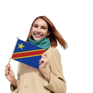 2024 Venta caliente <span class=keywords><strong>de</strong></span> fábrica República Democrática del Congo Poste <span class=keywords><strong>de</strong></span> madera Bandera ondeada a mano para vacaciones generales - Product Image 1