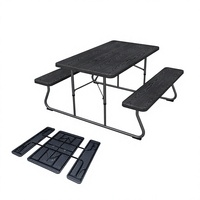 En gros NOUVEAU PRODUIT Bois Table Pliante En Plastique Jardin Pique-Nique Ensemble de Table