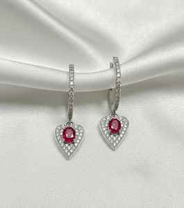 Pendientes de Aro con Forma de Corazón en Oro de 14 Quilates con Piedras Preciosas Ovaladas Naturales/de Laboratorio y Diamantes Pavé - Product Image 4