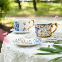 Décalque Amende Os Café Tasse Européenne De Luxe Irrégulière En Céramique Tasse et Soucoupe Ensemble