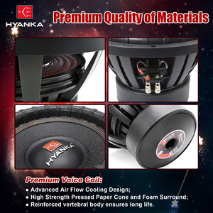 Subwoofer de <span class=keywords><strong>voiture</strong></span> HYANKA BSP-12-2 12 pouces, haut de gamme, en aluminium, 1500W 2+2Ω, en promotion - Product Image 2